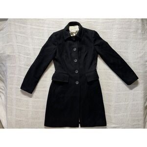 Banana Republic Womens Black Wool Blend Button Front Trench Coat Jacket XS